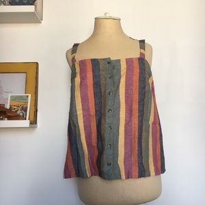 Madewell Rainbow Stripe Button Down Tank Top